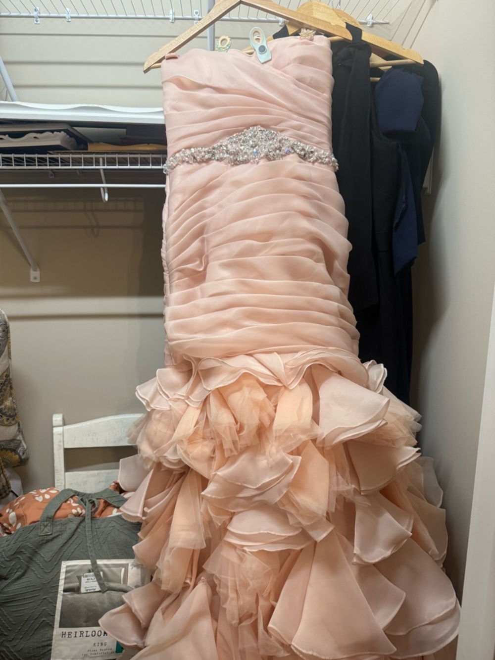 Maggie Sottero Blush Pink Ruffled Mermaid Wedding Dress - Picture 4 of 4